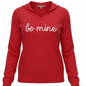 Like New Marled Be Mine Red Hoodie Sweater XS Valentine's Day